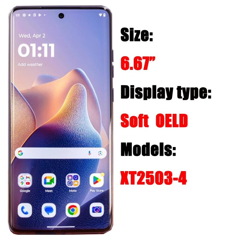 OLED With Black Cover LCD Screen For Motorola Edge 60 Fusion XT2503 XT2503-4 Touch Digitizer Assembly Replacement Parts
