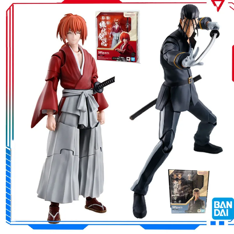 

Bandai Original S.H.F Ronin Kenshin Series Himura Kenshin Saitou Hajime Anime Action Figures Toys For Boys /Girls