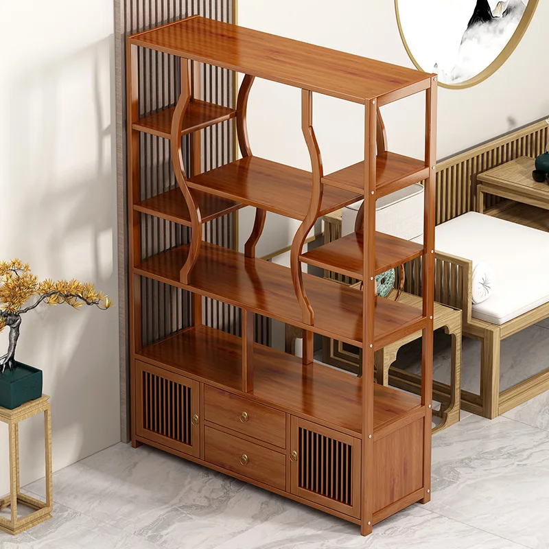 Floor-to-ceiling ornament rack Entry door screen New Chinese-style partition cabinet Entrance cabinet Nanzhu Bogu rack cabinet