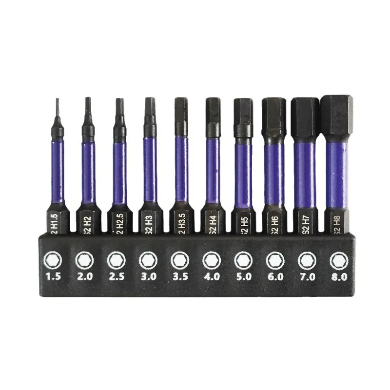 10Pcs H1.5-H8 Hex Head Wrench Drill Bit with Screwdrivers Bit Holder Set 1/4" Quick Release Shank Magnetic Screwdriver Bit Tools