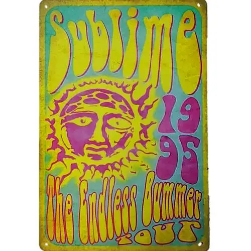 Sublime Vintage Metal Sign Retro 90s Rock & Roll Concert Poster Tin