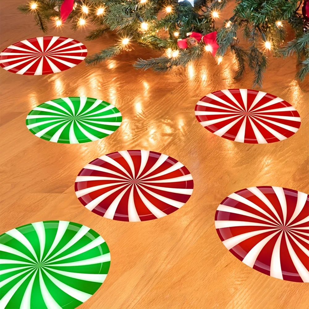 Christmas Floor Sticker, Colorful Candy Pattern Self-Adhesive Wall Stickers, Home Decoration, Removable Wall Decor Decals, Decor