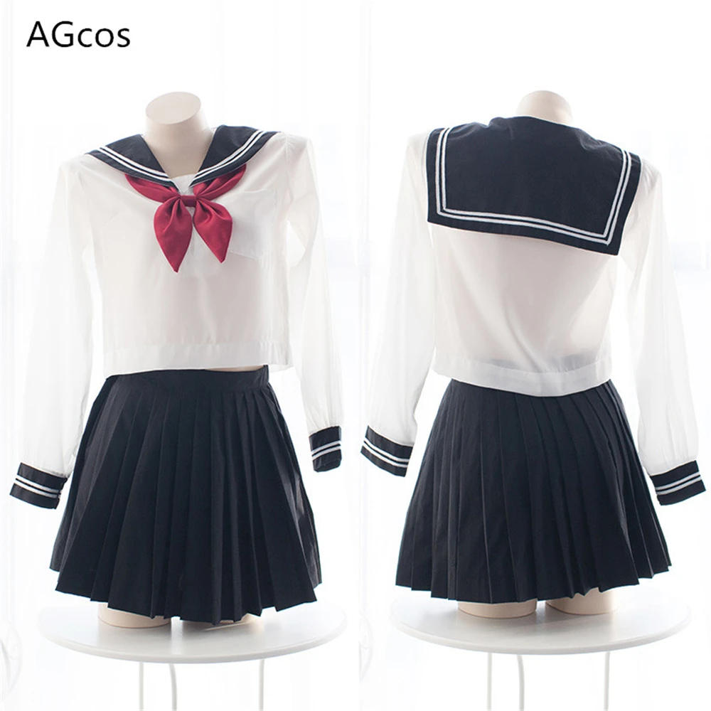 

AGCOS Original Design Transparent Sailor Suit Cosplay Costume Woman JK Dress Sexy Cosplay