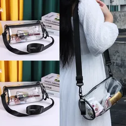 Transparent Laser Crossbody Bag for Women Cylindrical Fashion Mini Shoulder Messenger Bag PVC Jelly Small Tote Bag