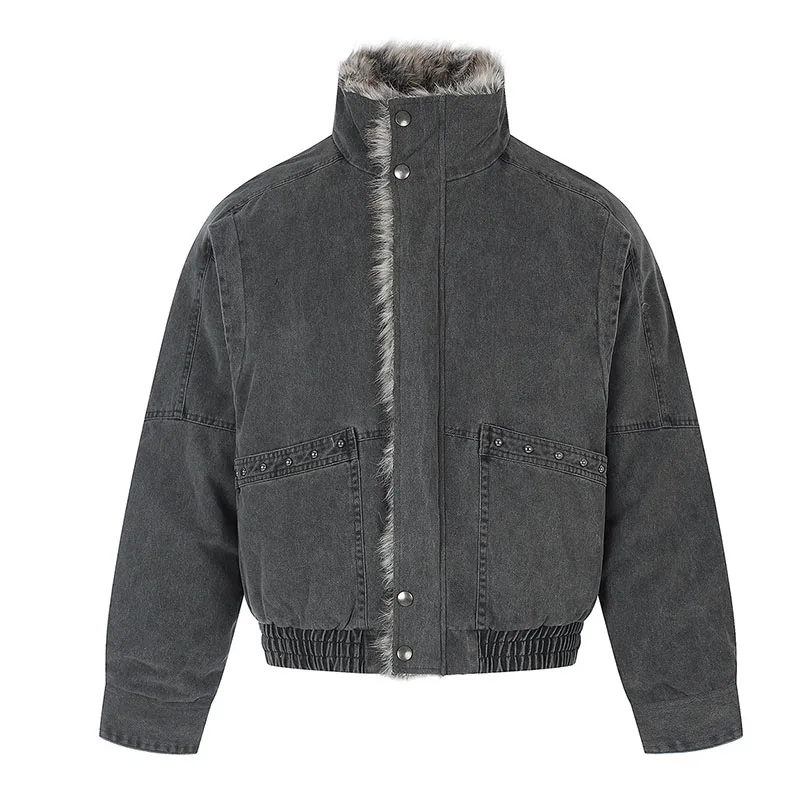 Oversized Harakuju Winter Thermal Jackets Coats Fur Collar Warm Outwear Coats For Male Parka