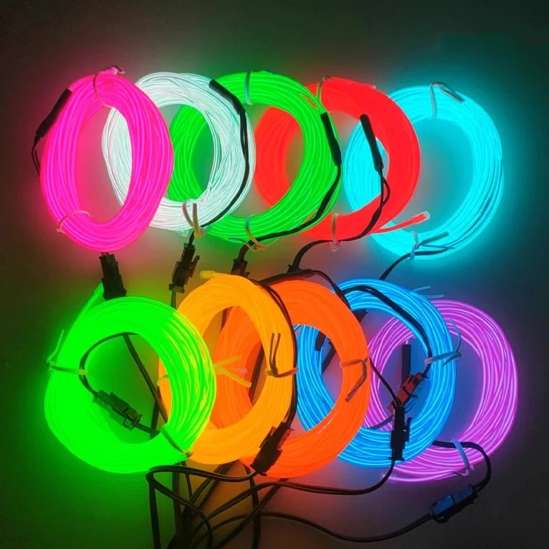 3m/roll Flexible EL Wire LED Neon Light Battery Powered Glowing Rope Cable For Car DIY Clothes Party Decor Backlight Strip Light