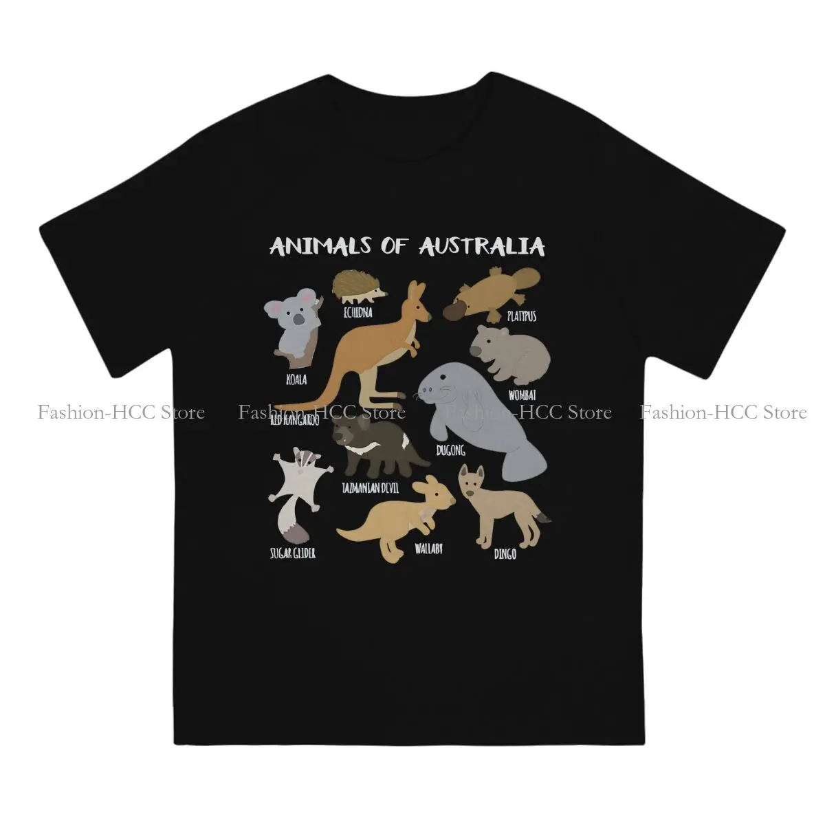 Animals Hipster TShirts Australian Kangaroo Men Graphic Fabric Streetwear T Shirt O Neck 