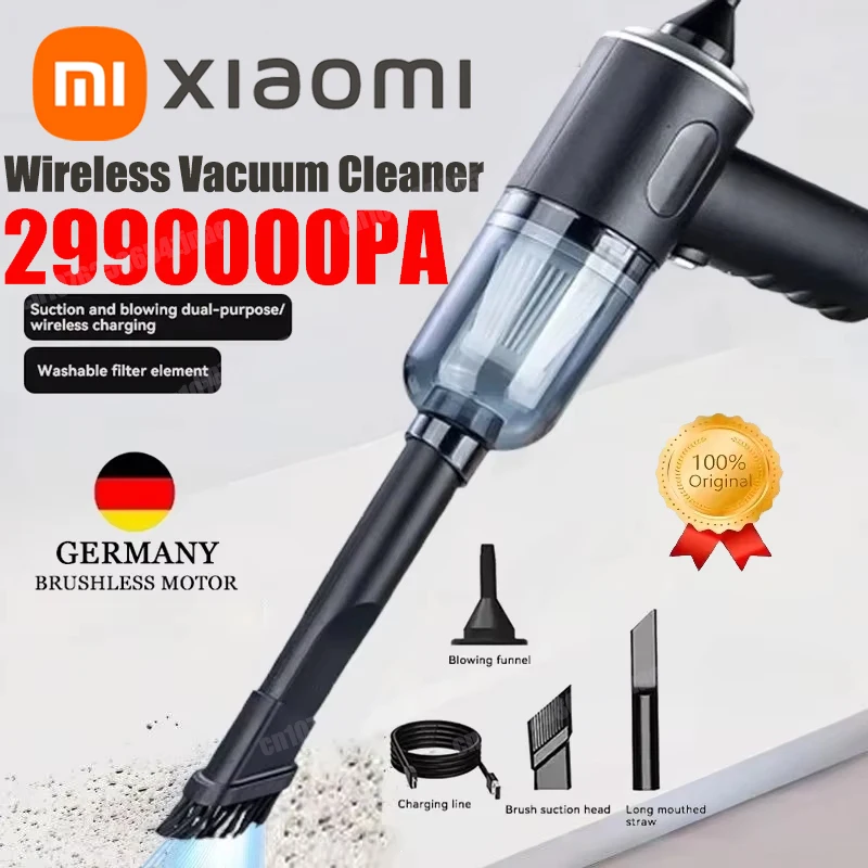 مكنسة كهربائية للسيارة Xiaomi 2900000 PA شحن USB قوية 4 في 1 آلة نظيفة لاسلكية تهب شفط مكنسة كهربائية محمولة