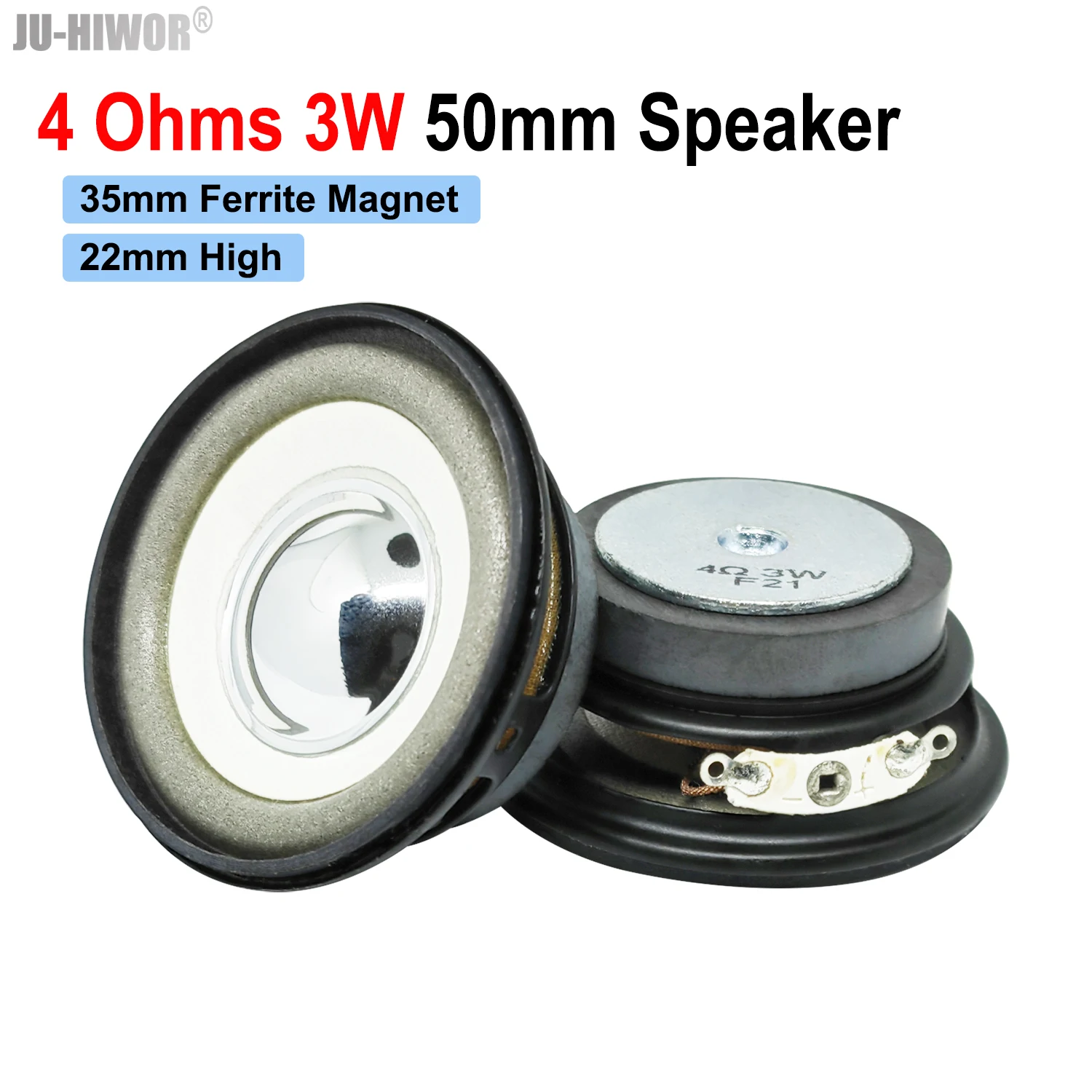 2pcs 4R 3W Loudspeaker 50MM Mini Coke Cans Speaker 36MM External Magnetic Bright Hat White Foam Edge