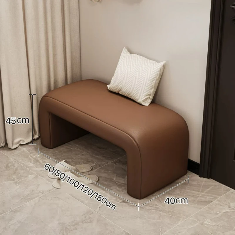 Light Luxury Entryway Shoe Bench, Long Bed End Stool for Home, Durable Anti Scratch Foot Pad, High Density Sponge Filled Seat