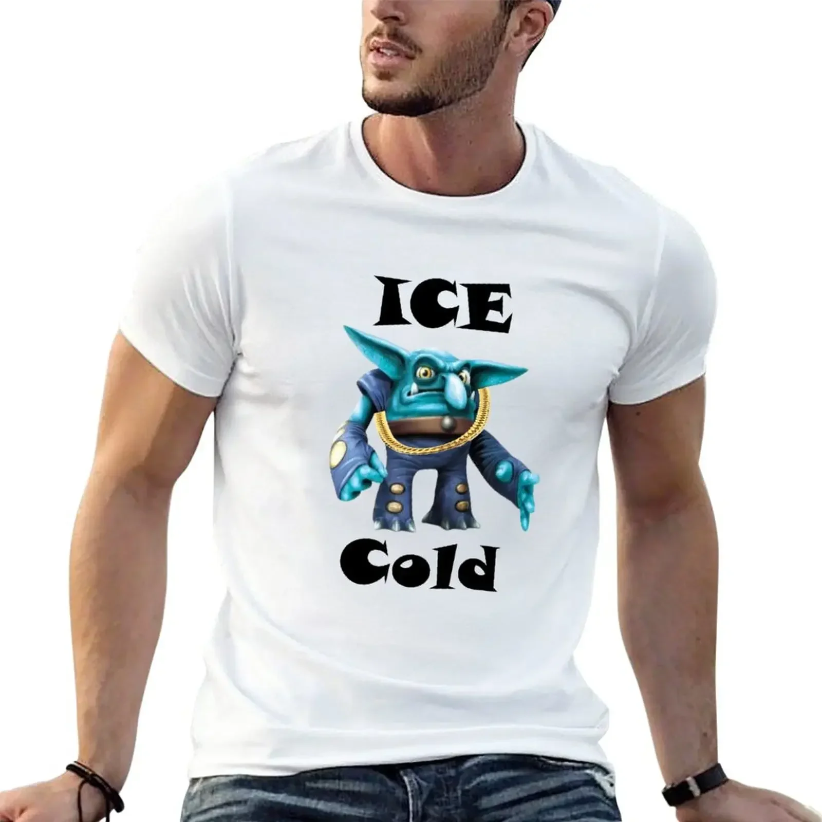 fashion heavyweight vintage Summer Round ice cold chill bill from  T-Shirt korean fashion tops plain Men's t shirts