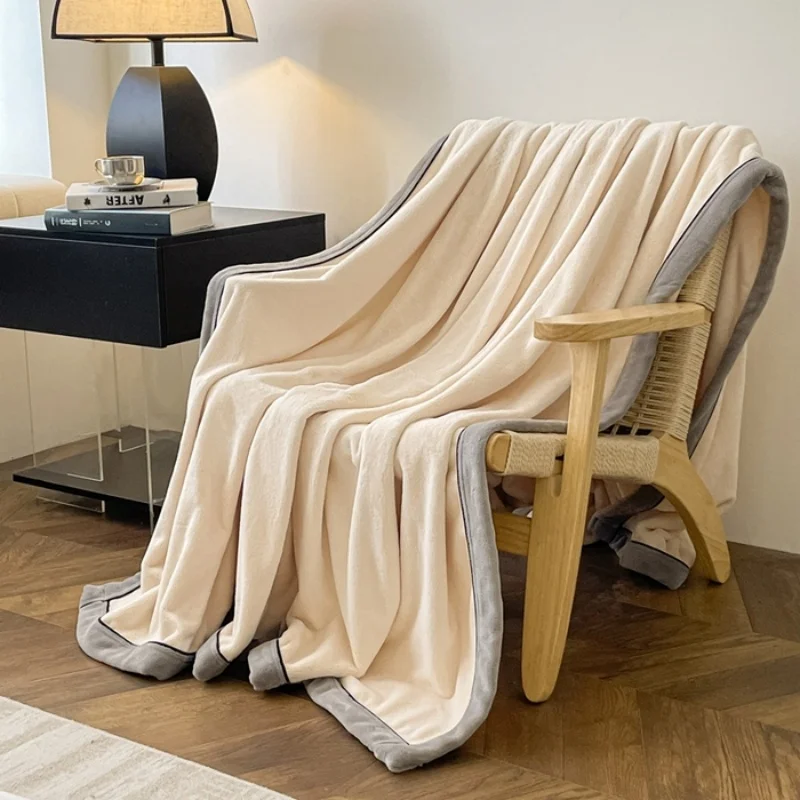 طبقة مزدوجة بلون الحليب المخملية بطانية الخريف الشتاء رشاقته الدافئة بطانية قطيفة ل أريكة تتحول لسرير غطاء سرير سميكة انخفاض الشحن