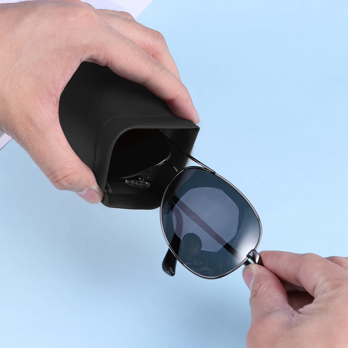 

2pcs Eyeglass Bag Durable Soft PU Material Sunglasses Storage Case Protective Eyewear Cover Glasses Case Gifts