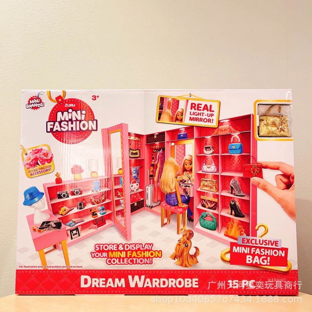 

Набор Zuru Mini Brands: Мини-гардероб для модных кукол с зеркалом с подсветкой, эксклюзивная мини-сумка, аксессуары для хранения и демонстрации, игрушка-подарок