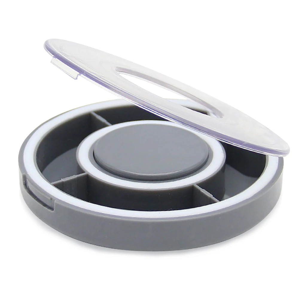 

Round Pills Box Plastic Organizer Vitamin Case Container Earrings Handy Tablets Holder Stainless Supplement Blue