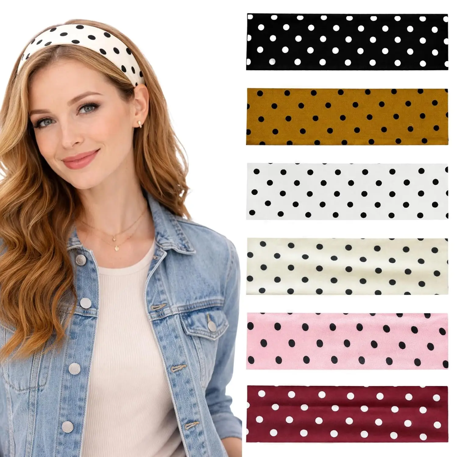 

Women's Yoga Elastic Headband with Polka Dots Fashion Makeup Hair Charms Dating Hair Decoration Sports Fitness Hair Accessories