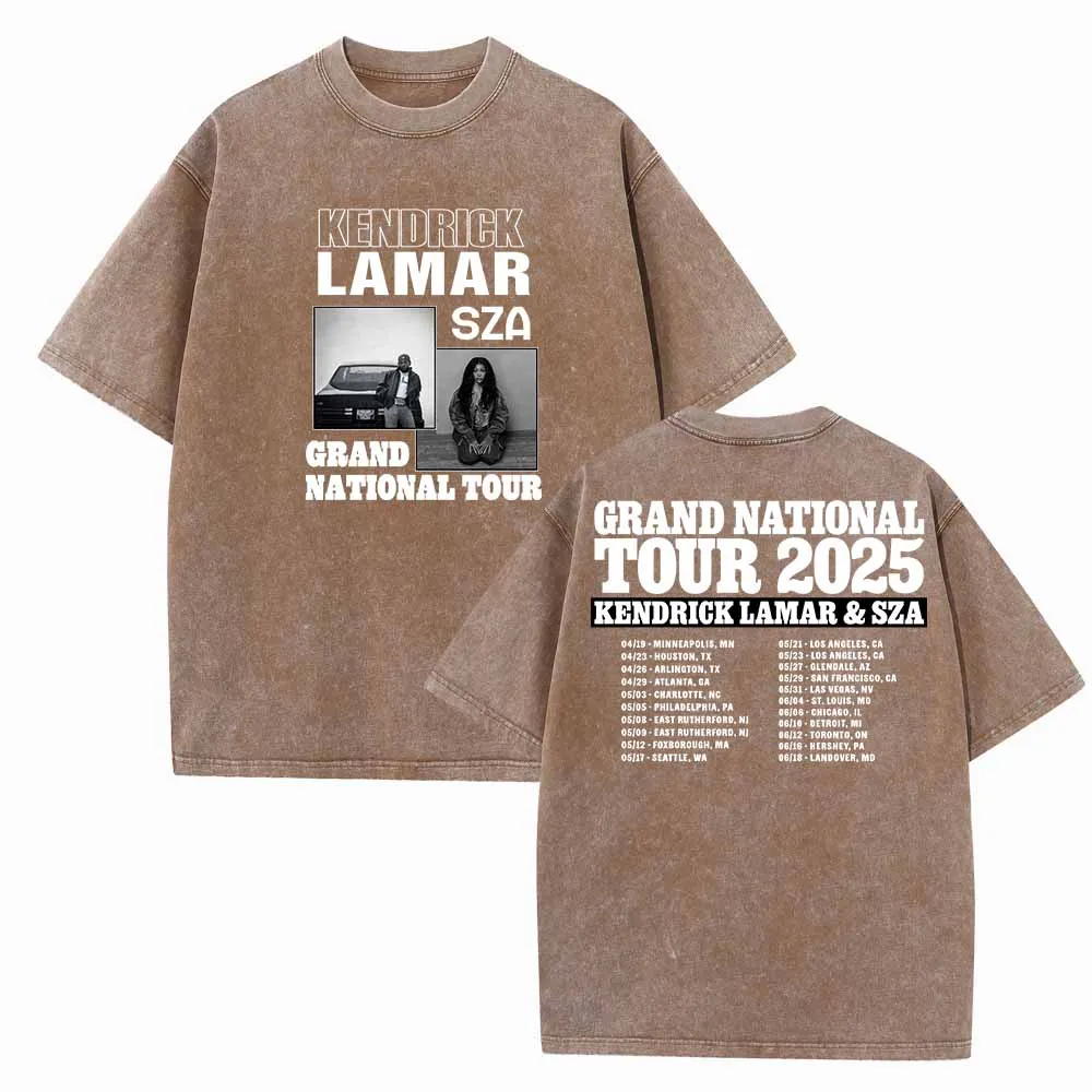 Kendrick Lamar & SZA Grand National Tour 2025 Vintage Summer O-Neck Short Sleeve Cotton T-Shirts