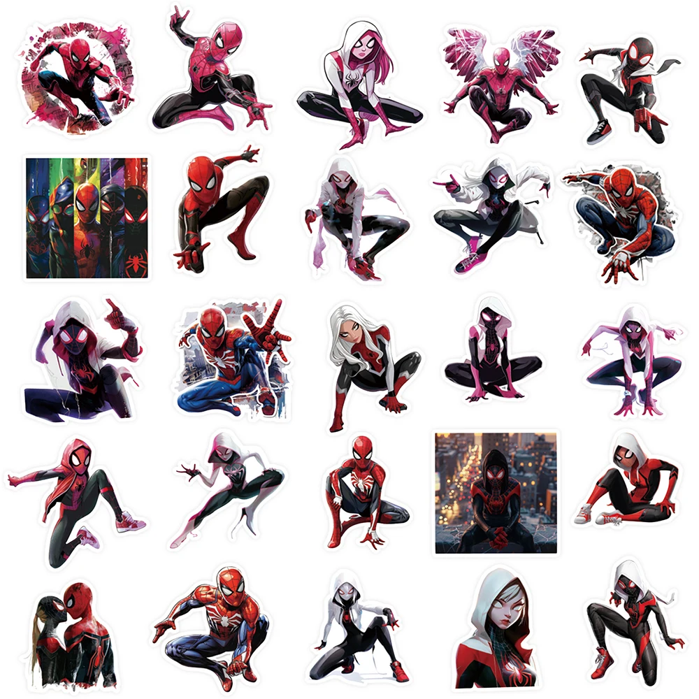 10/30/50pcs Cool Disney Anime Marvel Spiderman Gwen Stacy Stickers Skateboard Laptop Phone Suitcase Cool Waterproof Sticker Toys