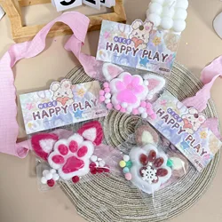 Cute Plush Ear Kittens Antistress Foot Fidget Toys Taba Squishy Antistress Tapa Foot Kids Girls Toys Gifts Adult Sensory Toys