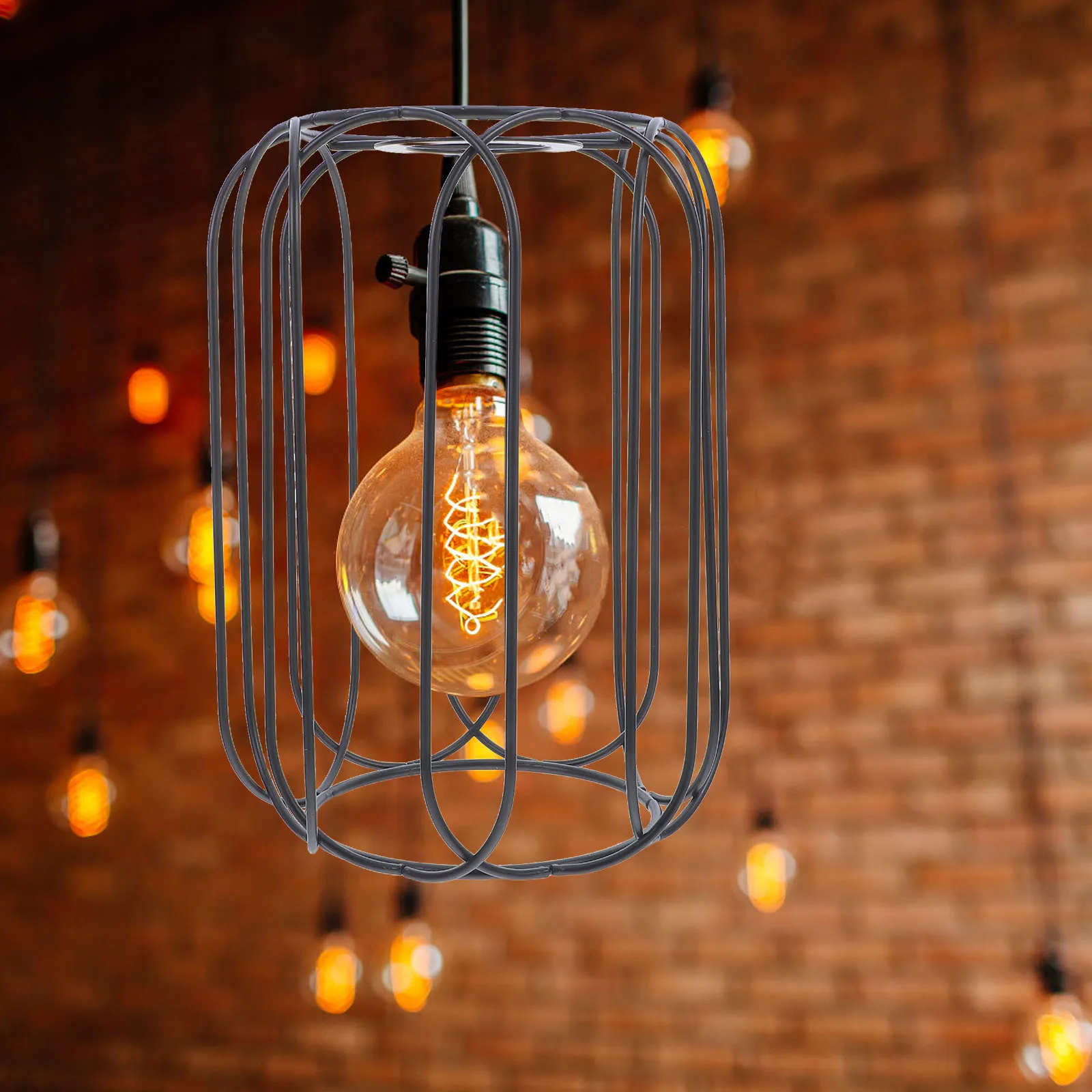 

Rustic Metal Cage Lampshade Bulb Cover Vintage Industrial Pendant Light Cover Replacement For Chandeliers Iron