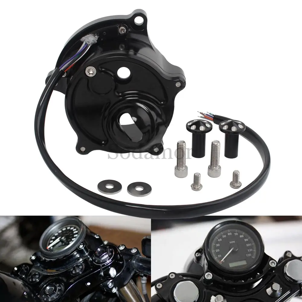 LED Custom Vivid Black For Cafe Replacement Gauge Mounting Bracket Motorcycle For Harley Sportster Iron XL1200NS XL883N XL883L X