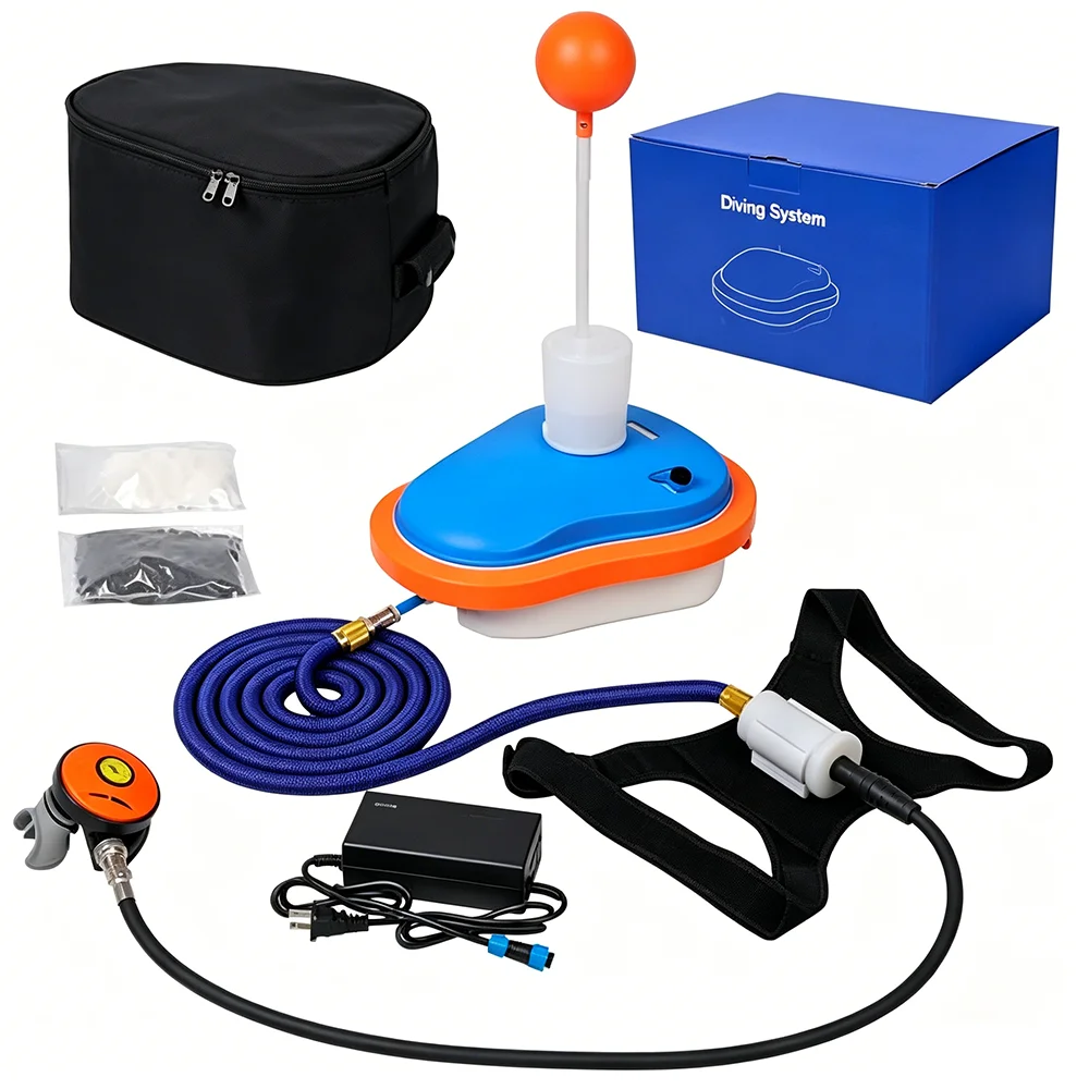 GOYOJO Diving Ventilator, Rechargeable Scuba Diving System,Waterproof Air Compressor with 7M Telescopic Pipe & Diving Breathing Regulator, Scuba Diving System for Recreational Diving Fishing
