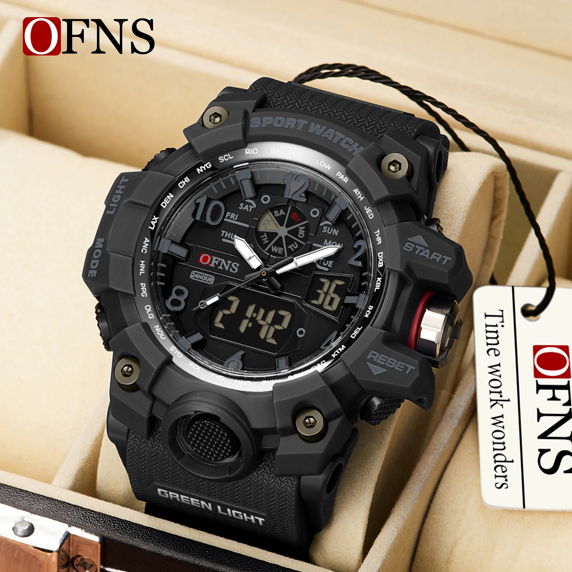 OFNS Fashion Casual Men\'s Sports Watches LED Digital 50M Waterproof Watch Multi Functional Luxury Men\'s Watches Reloio Masculino