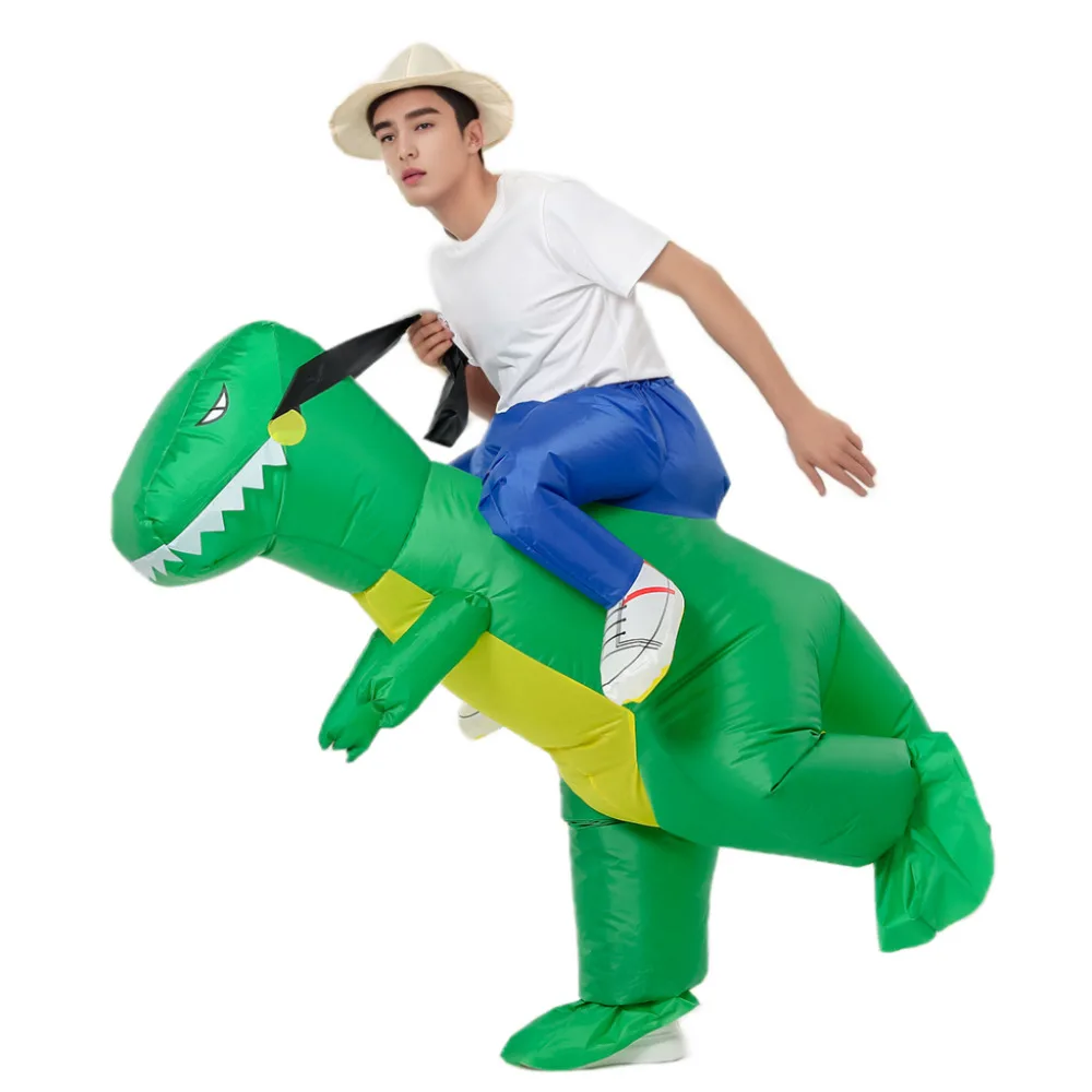 Child Adult Unisex Boy Girl Inflatable Green Dinosaur Cosplay Costume Kids Kindergarden Performance Halloween Carnival Party