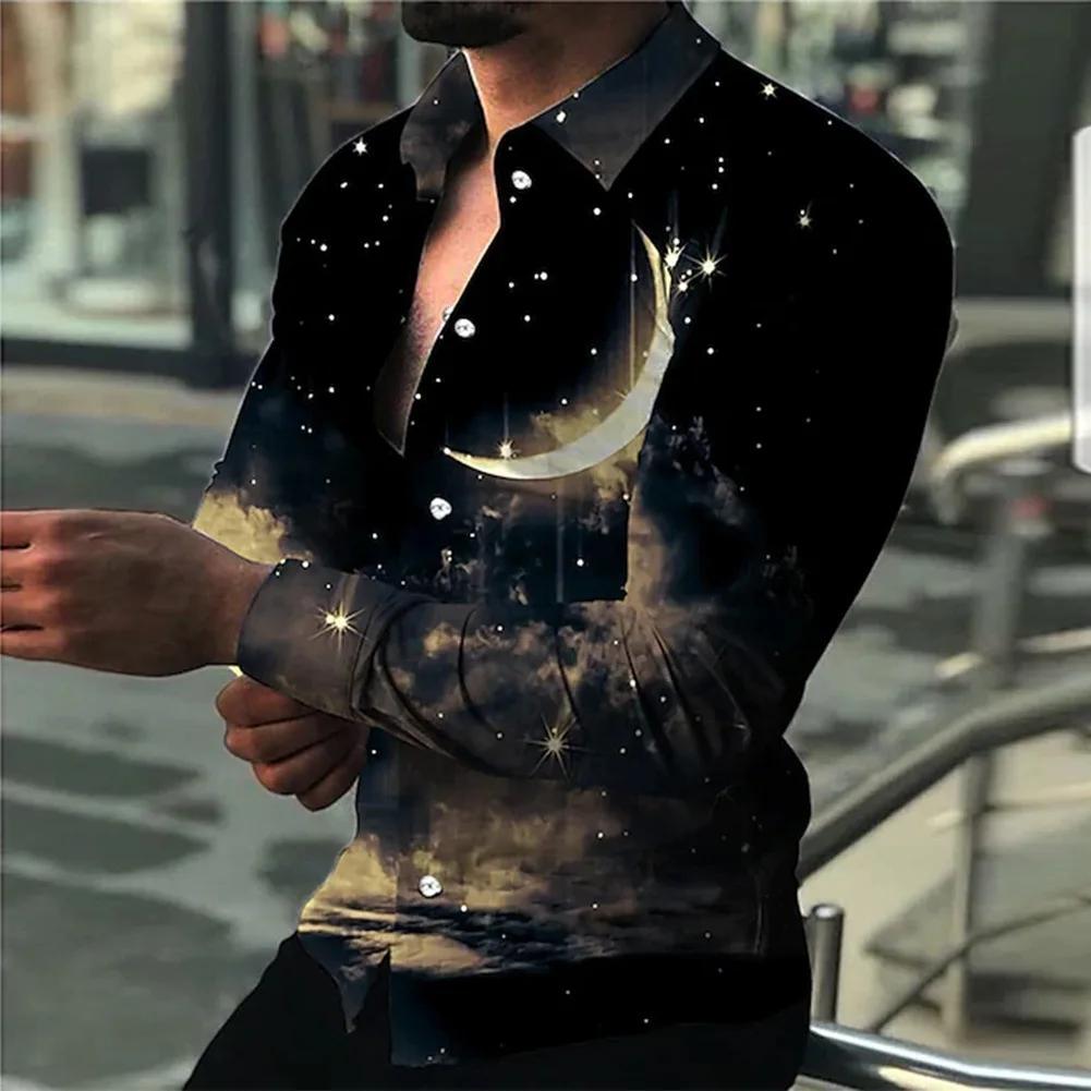 

Spring and Autumn Men's Color-Changing Printed Long Sleeve Shirt