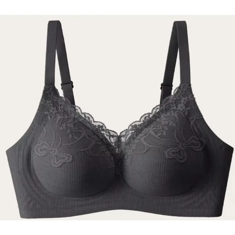Comfort Healthy Jelly Soft Support Bra Thread Texture Wireless Push Up Anti Sag Side Support Breathable Bralette For All Day Bra