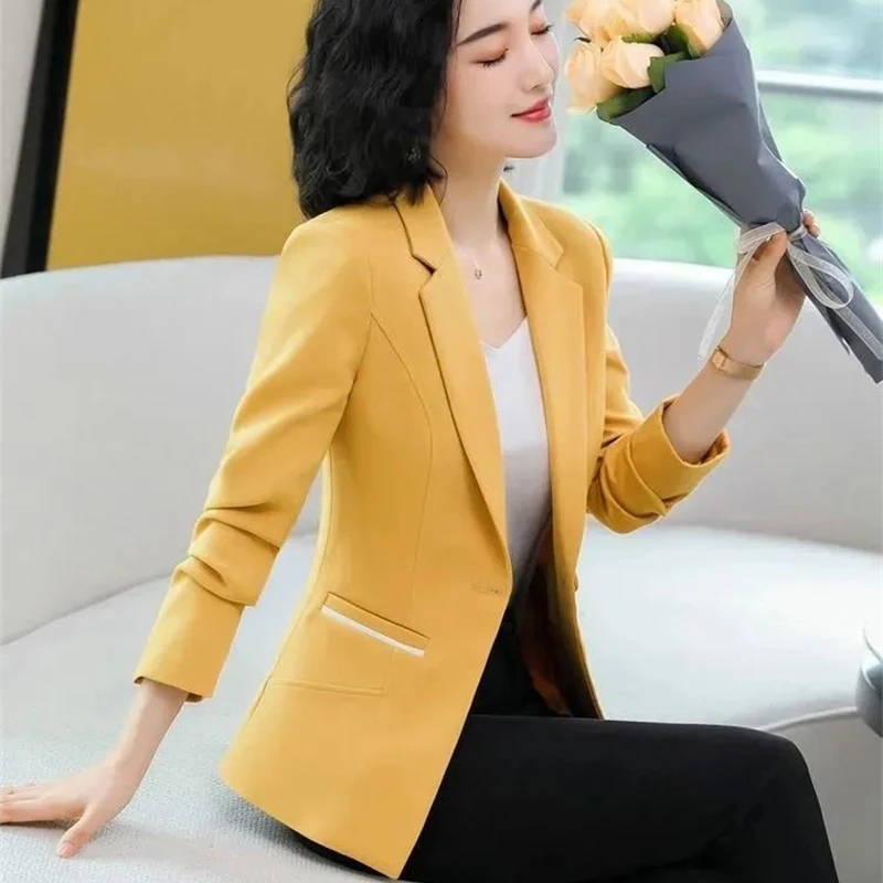 Blazer da donna 2024 Blazer Slim formali Lady Office Work Suit tasche giacche cappotto donna Wine Notched Blazer giacche Femme