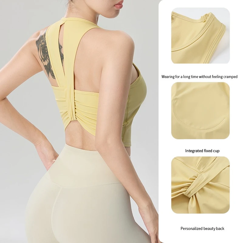 Integrated Fixed Chest Pad Running Vest Quick Dry Moisture Wicking Yoga Pilates Fitness Training Sports Vest Slim Fit Curve Vest 5