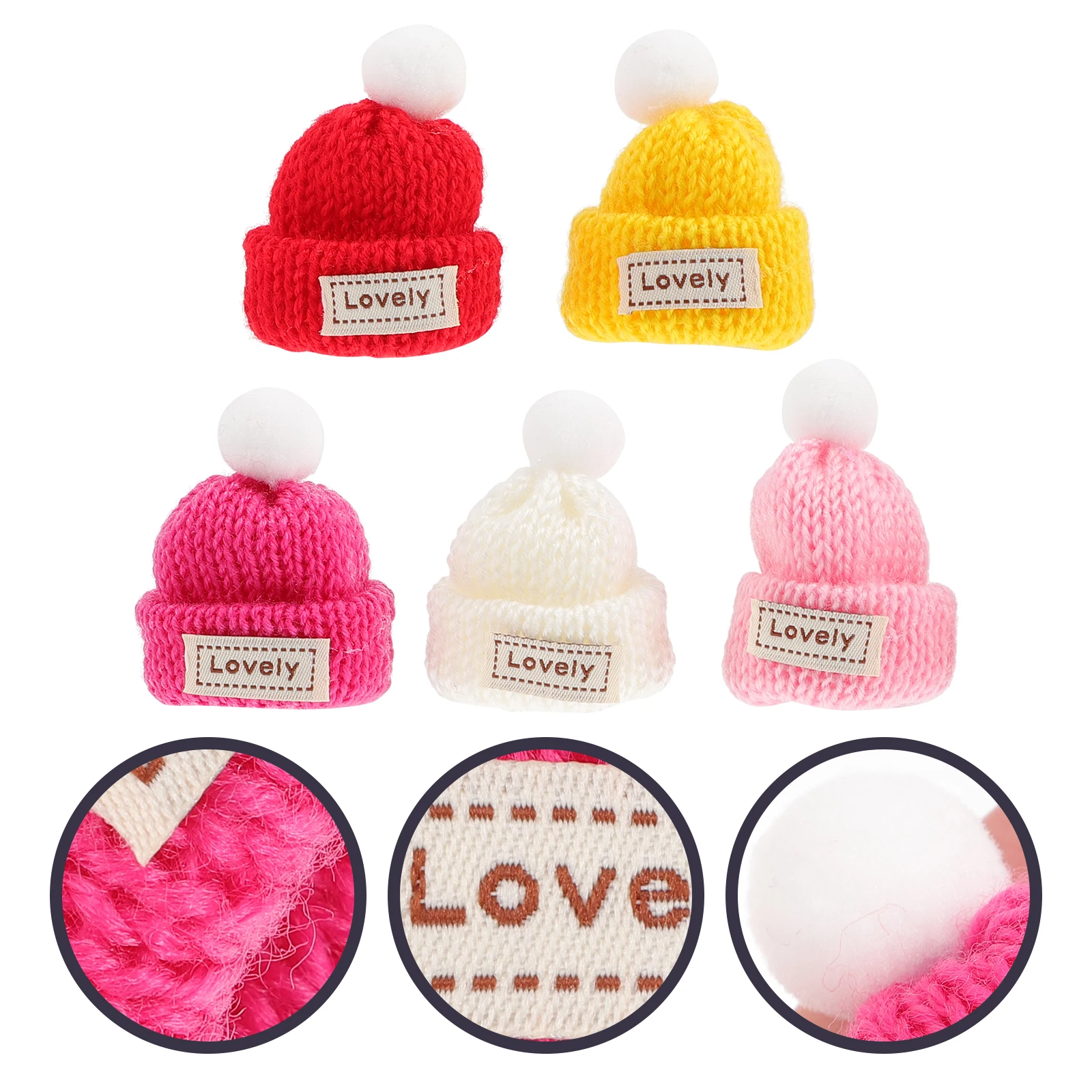 

5 Pcs Accessories Small Hat DIY Material Ornament Christmas Mini Yarn Craft Supplies