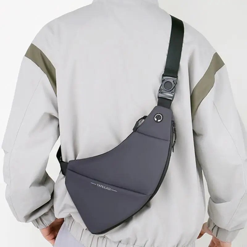 

340D Waterproof Chest Bag Mens Crossbody Sling Bag Casual Backpack with Earphone Hole
