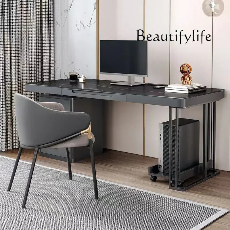 0 Italian Minimalist Desk Rock Slab Computer Desk Integrated Table Modern Office Writing Table Chair Combination