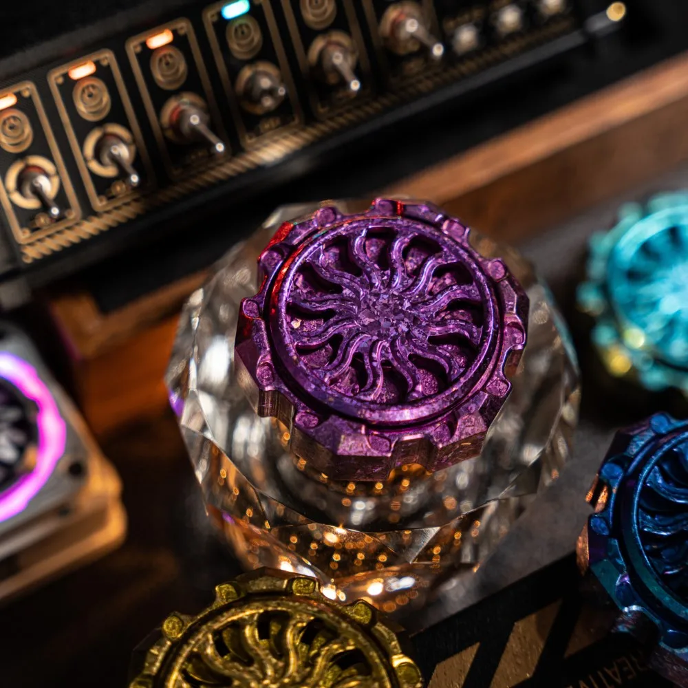 9 HAND EDC Ice Crystal Titanium ENGINE Limited Edition 99 Fidget Spinner Adult Sensory Toys Multi-blade Fidget Spinner