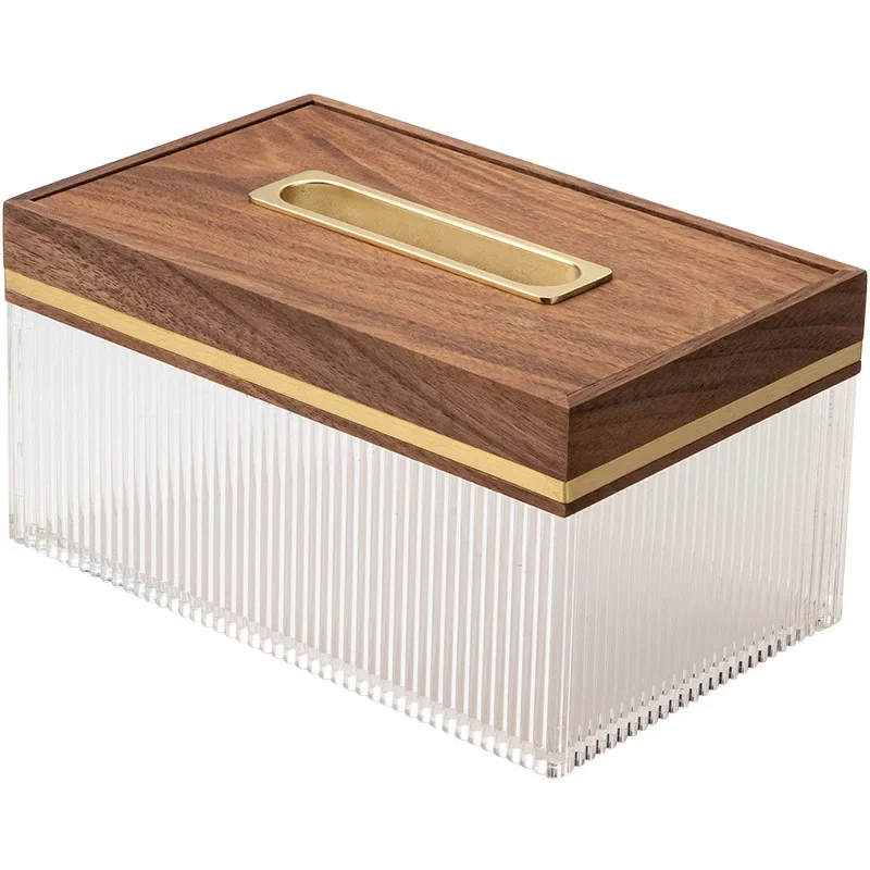 tissue box, home living room creative spring paper box, high-end light luxury walnut