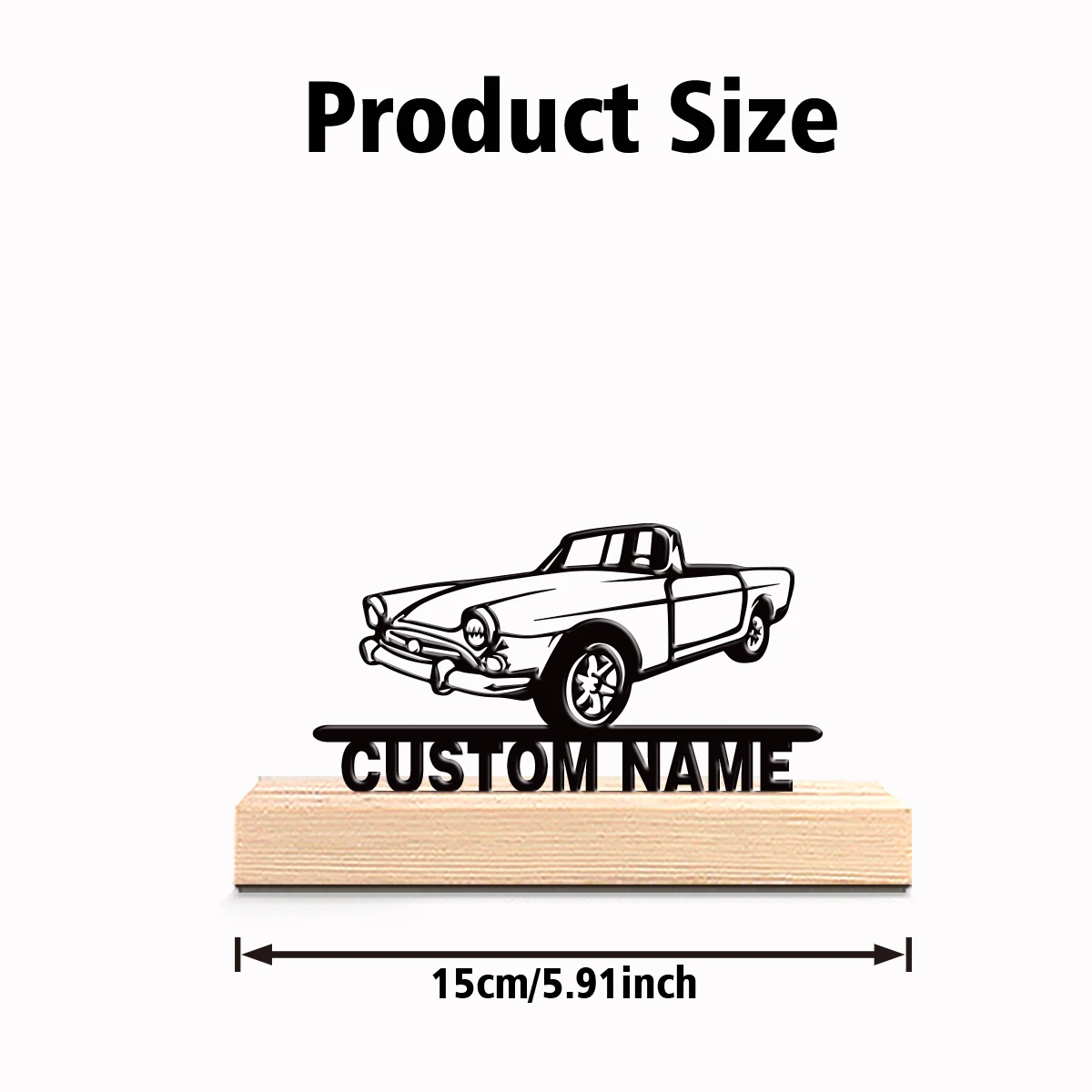 1pc Stylish Personalized Custom Vintage Car Metal Art With Wooden Base Tabletop Decoration Steampunk Wall Decor with Wooden Acc