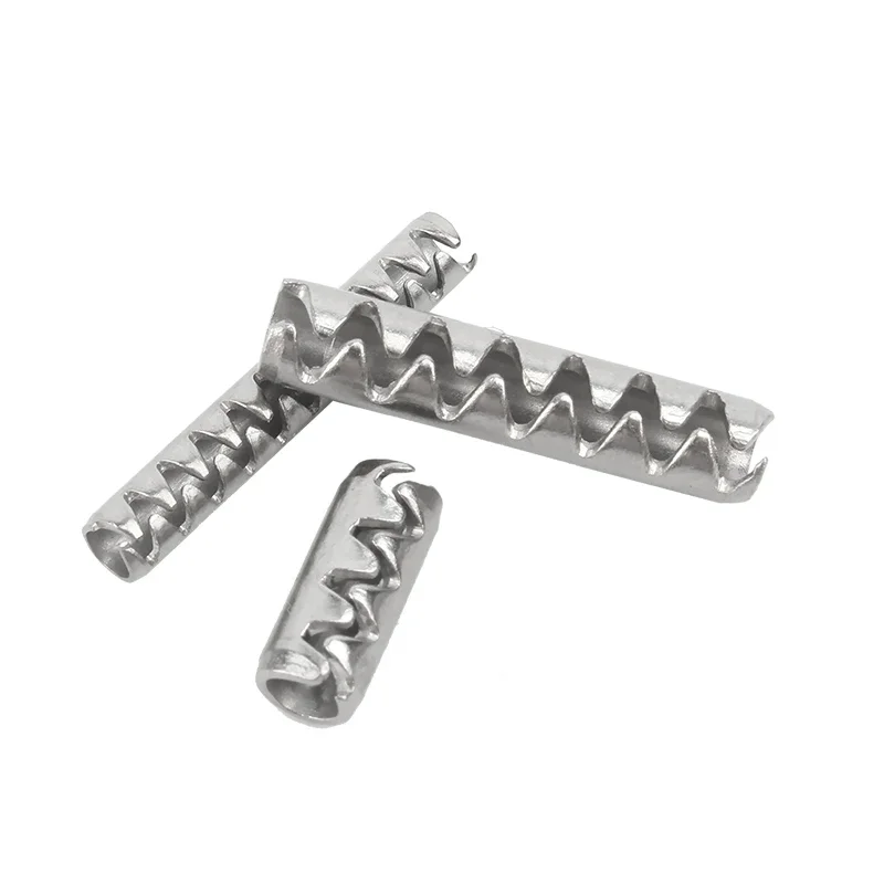 10~30Pcs Toothed Open Elastic Cylindrical Pins 304 Stainless Steel Serrated Elastic Pin M2 M2.5 M3 M4 M5 M6 Length 5mm~50mm