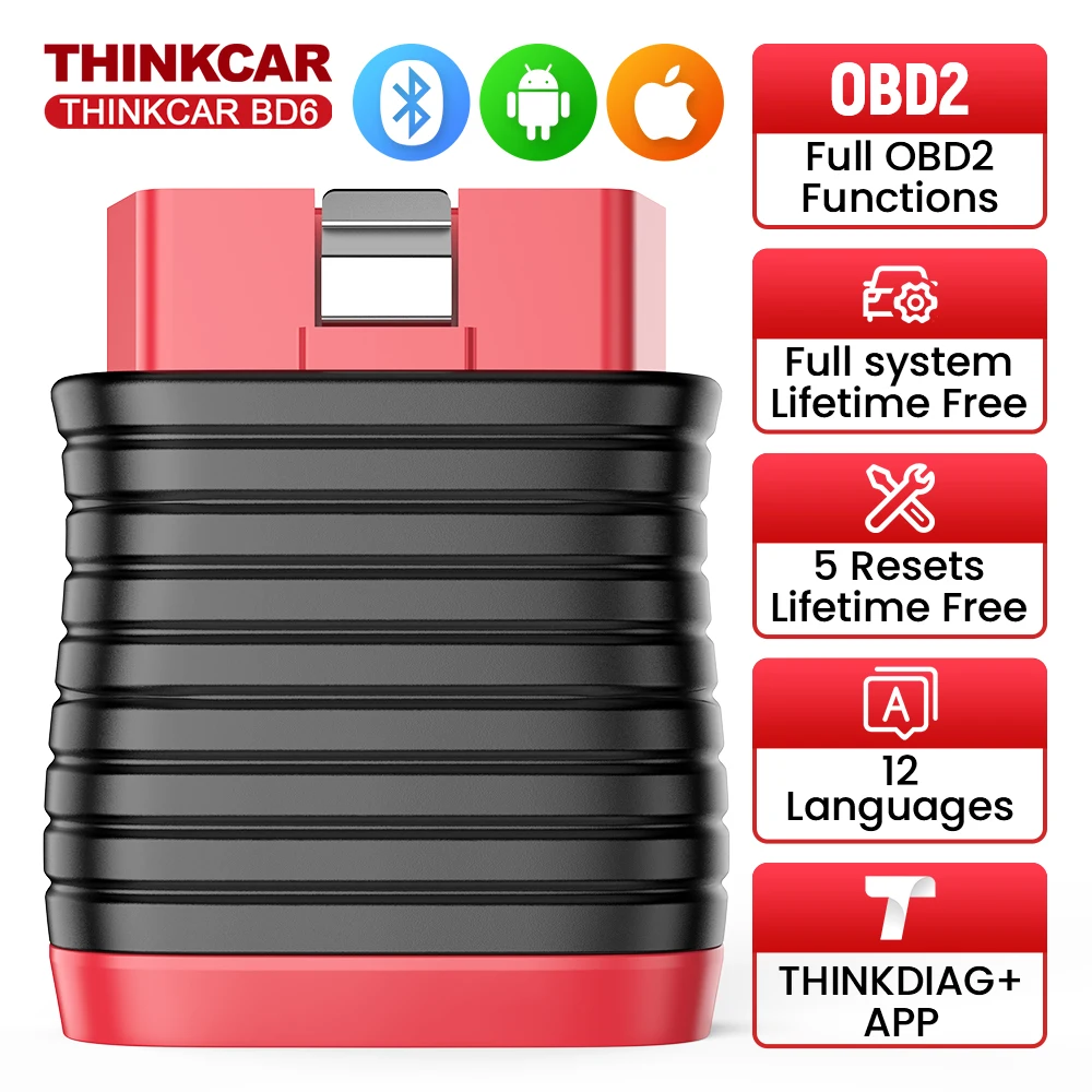 THINKCAR BD6 OBD2 Scanner for Car,All System Car Code Readers Scan Tools for iPhone & Android Wireless OBD2 Auto Diagnostic Tool