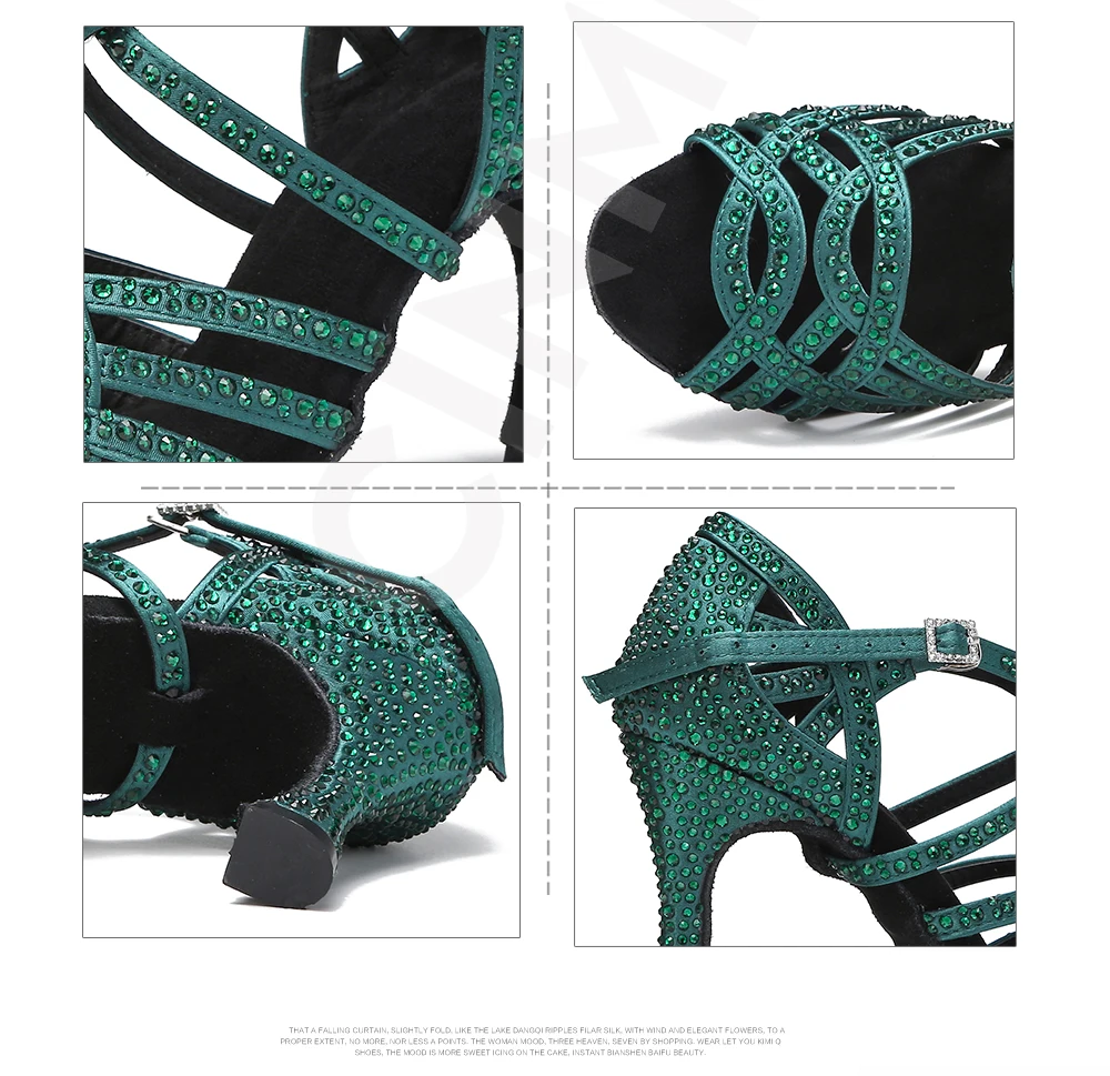 CINMIDY Blaue Lateinamerikanische Tanzschuhe, Damen-Ballsaal- und Party-Schuhe, weiche Sohle, Salsa-Performance-Schuhe zum Tanzen, Damen-Sandalen, Grün – Detail 12