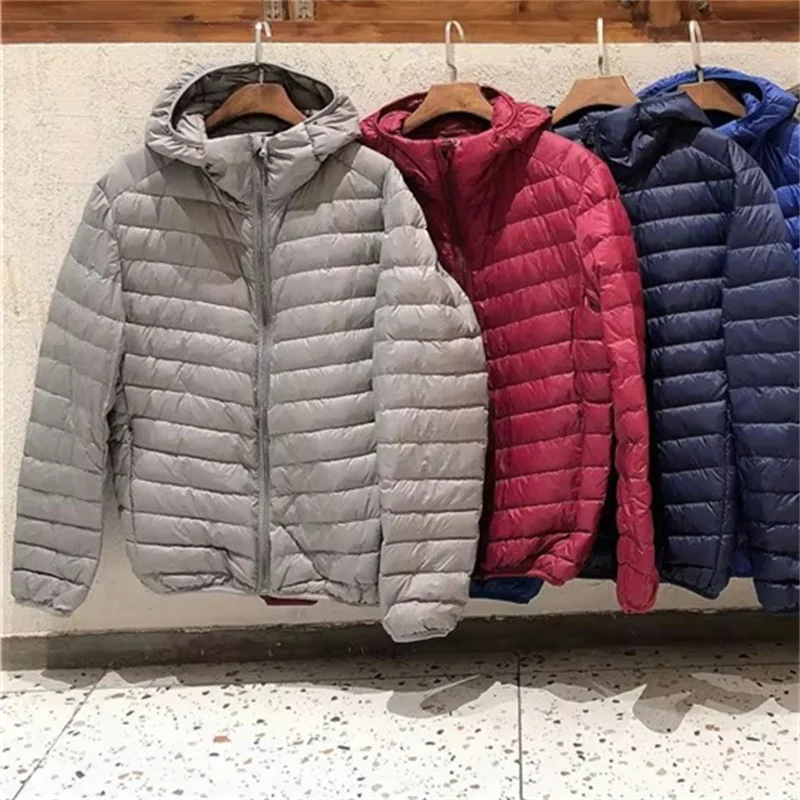 

Легкая тонкая куртка на 90% белом утином пуху, парки, новинка 2024 года, осень-зима, мужское пальто большого размера с капюшоном, мужская тонкая короткая теплая верхняя одежда-пуховик