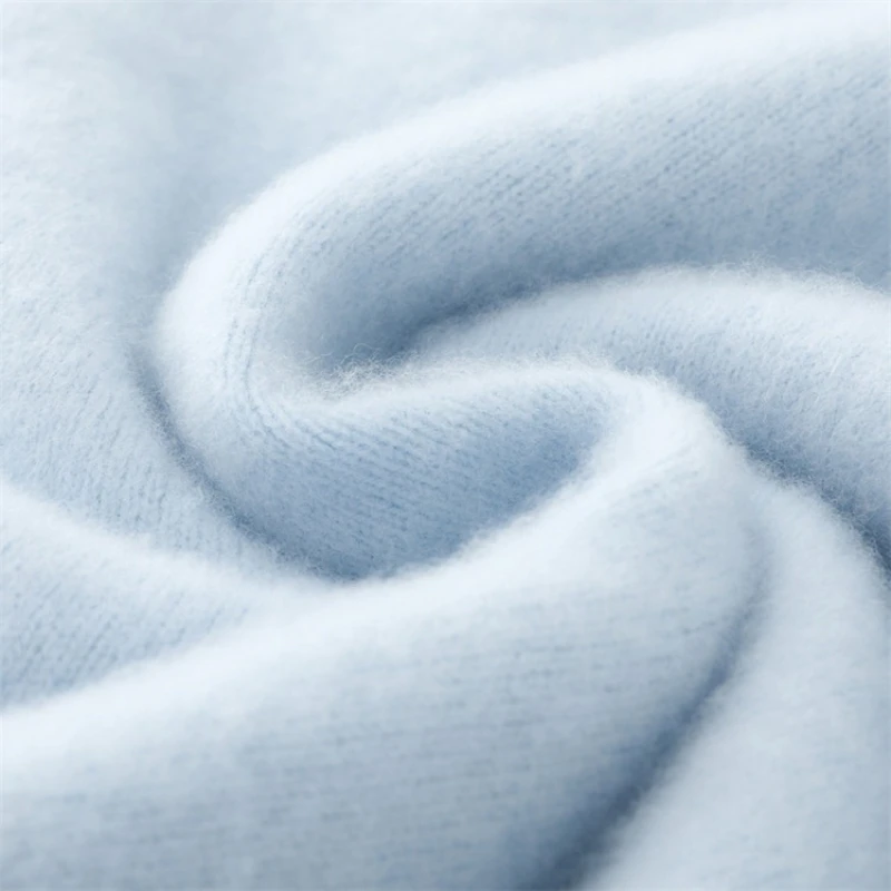 Men's 100% Wool Sweater, One-Piece Knit Semi-High Neck, Autumn-Winter Thermal, 12 Colors