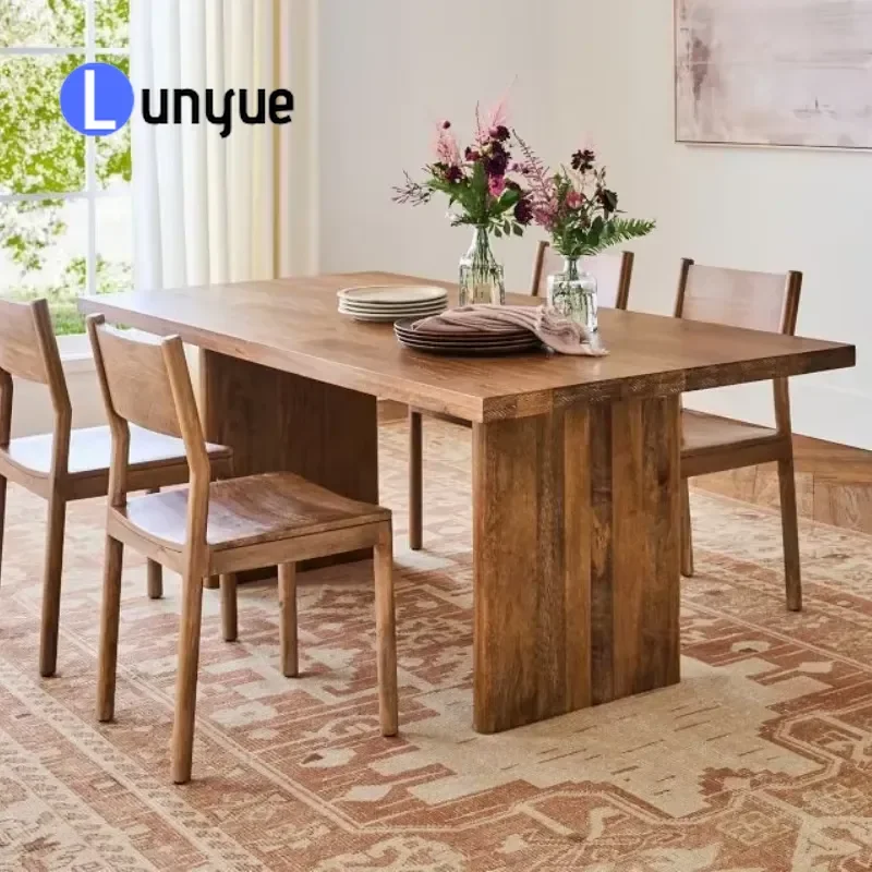 Modern Wooden Dining Table Rectangle 4 6 Seat Custom Size Colored Kitchen Home Furniture Contemporary Design Durable