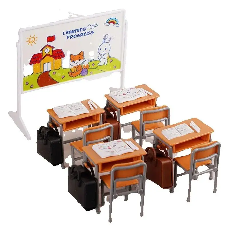 1:12 Aula Scrivania Lavagna Borsa per libri Mobili Casa delle bambole Simulazione in miniatura Modello di casa Decorazione Giocattolo Accessori per casa delle bambole