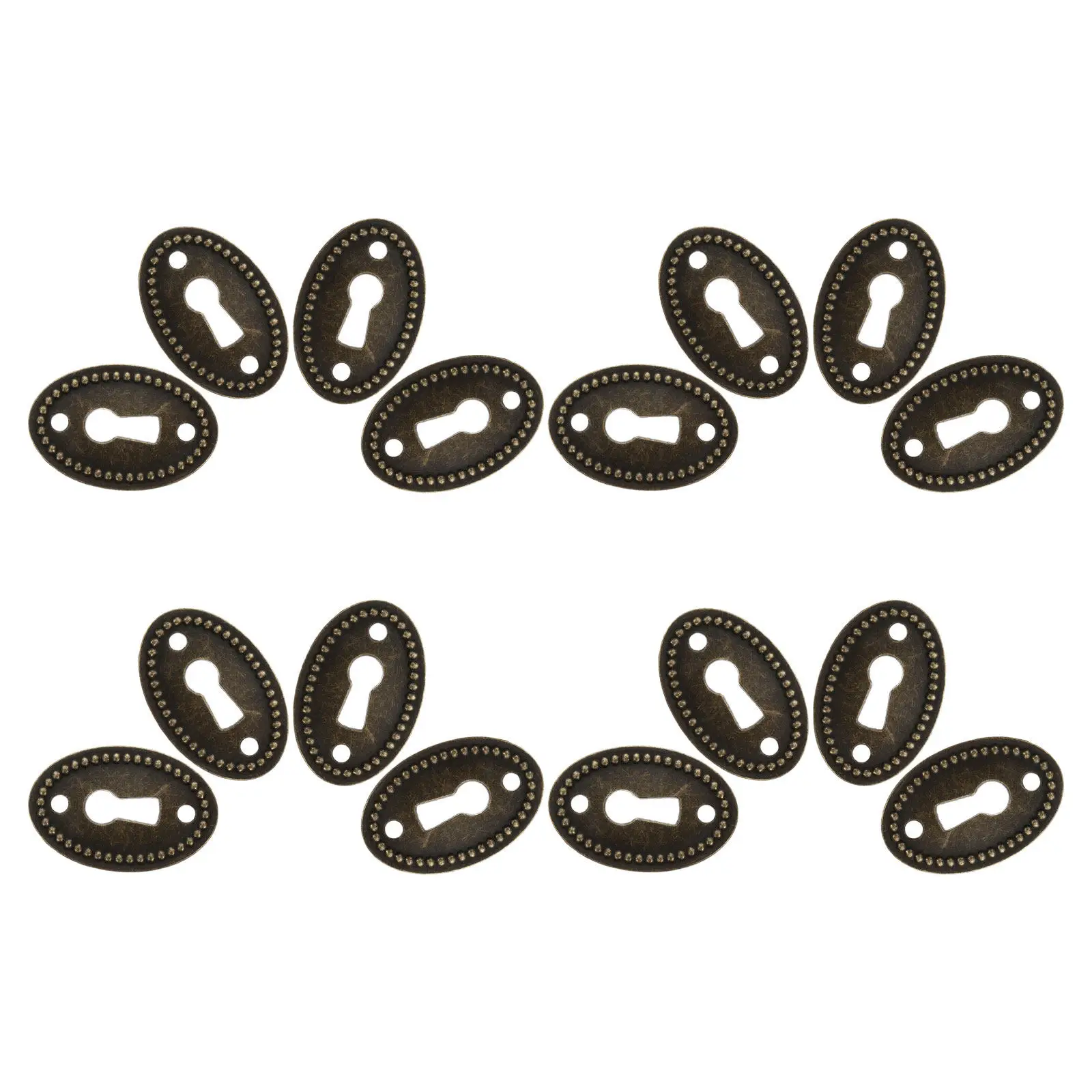 16Pcs Vintage Oval Decorative Keyhole Cover Plate Zinc Alloy Cabinet Door Drawer Dresser Jewelry Box Hardware Fittings