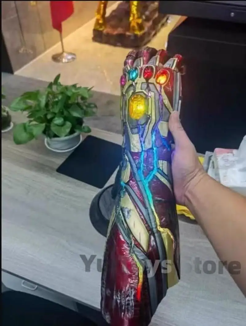 60cm Mk85 Marvel Iron Man Nano Infinity Glovestatue Luminous Model Action Figures Gk Decor Infinity Gauntlet Birthday Gifts Toy