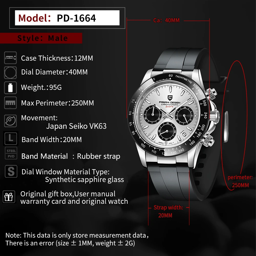 2024 New PAGANI DESIGN Quartz Watch Men Top Brand Automatic Date Wristwatch Silica gel Waterproof Sport Chronograph Clock Mans