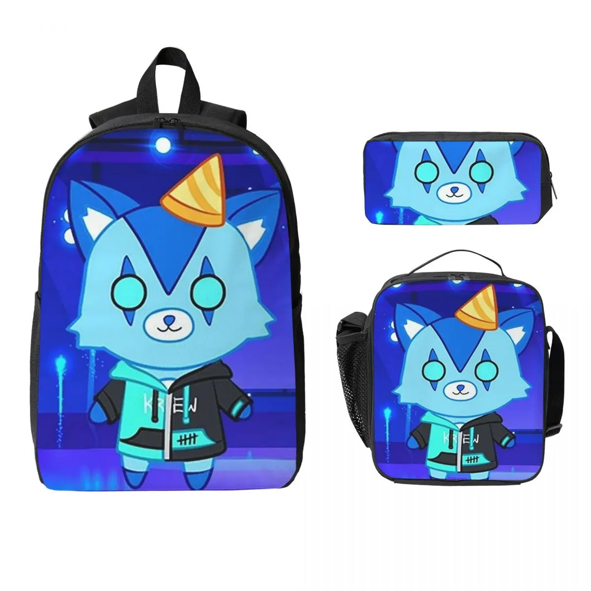 

Cartoon ItsFunneh Krew District Backpack Boys Girls BookBag School Bag Laptop Shoulder Bags 3ps Insulated Lunch Bag Pencil Case