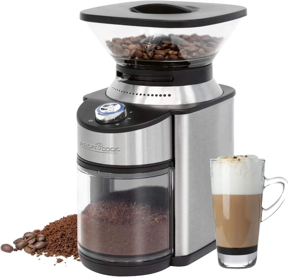 PC-EKM 1205 Electric Coffee Grinder, Adjustable Grind (Coarse to Extra Fine), for e.g. Filter Holder or Turkish Coffee